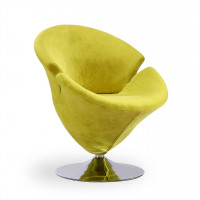 Manhattan Comfort AC029-GR Tulip Green and Polished Chrome Velvet Swivel Accent Chair